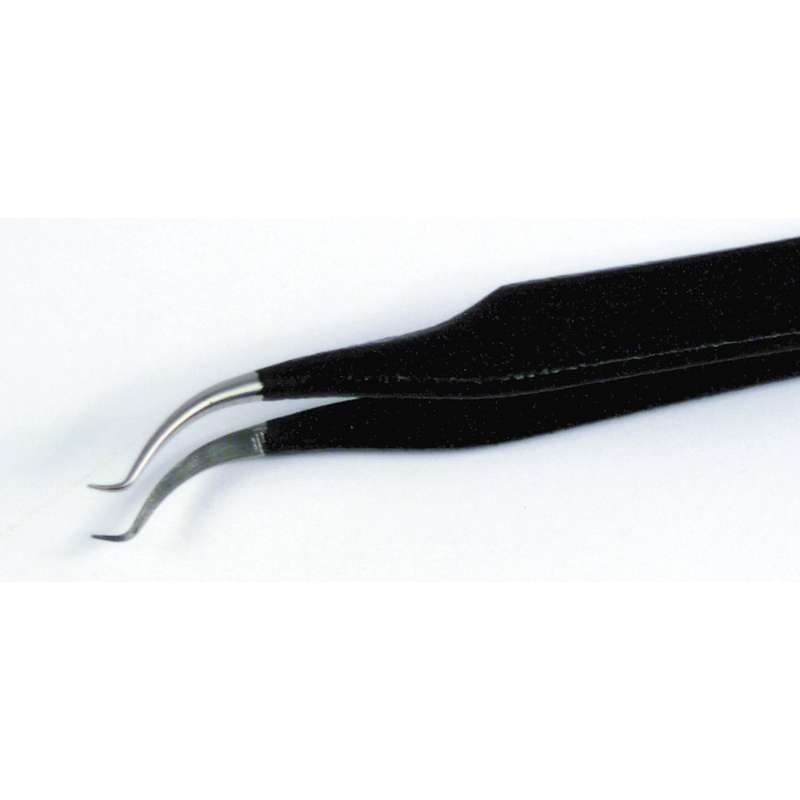 ESD-Safe Style 7-ABB-SA Stainless Steel Anti-Magnetic Tweezers with Curved Extra Fine Point Straight Tips, 4-3/4"